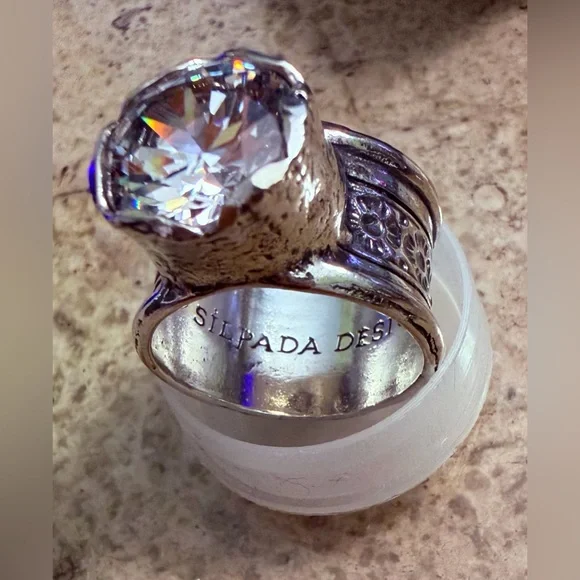 SILPADA DESIGNS .925 Sterling Silver & CZ “QUEEN FOR A DAY” Ring #R2208_Size 8.5 - Picture 6 of 8
